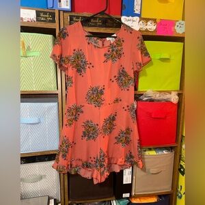 URBAN OUTFITTERS Floral Romper in Coral